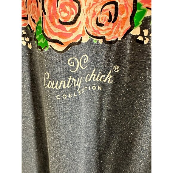 🌸3/$15🌸Country Chick Blue Heather Blessed Deerly Tee sz Small - Picture 4 of 7